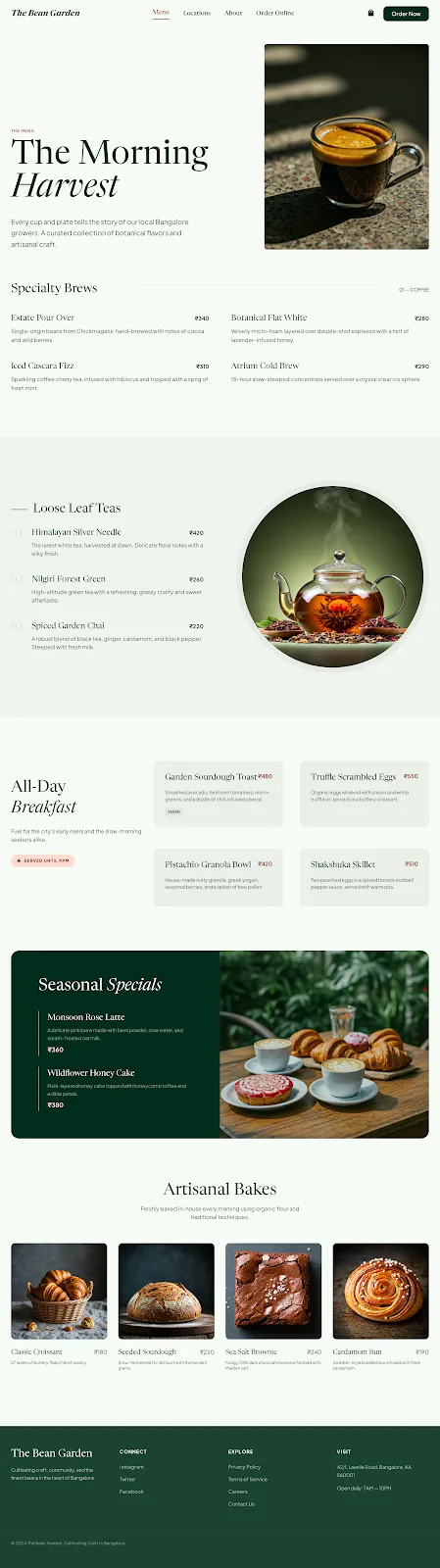 The Morning Harvest — website design